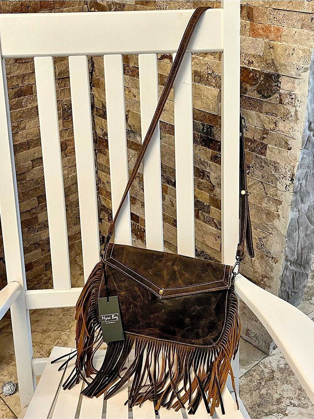 Myra Bag Fringe Crossbody Bag Brown Fringe NWT